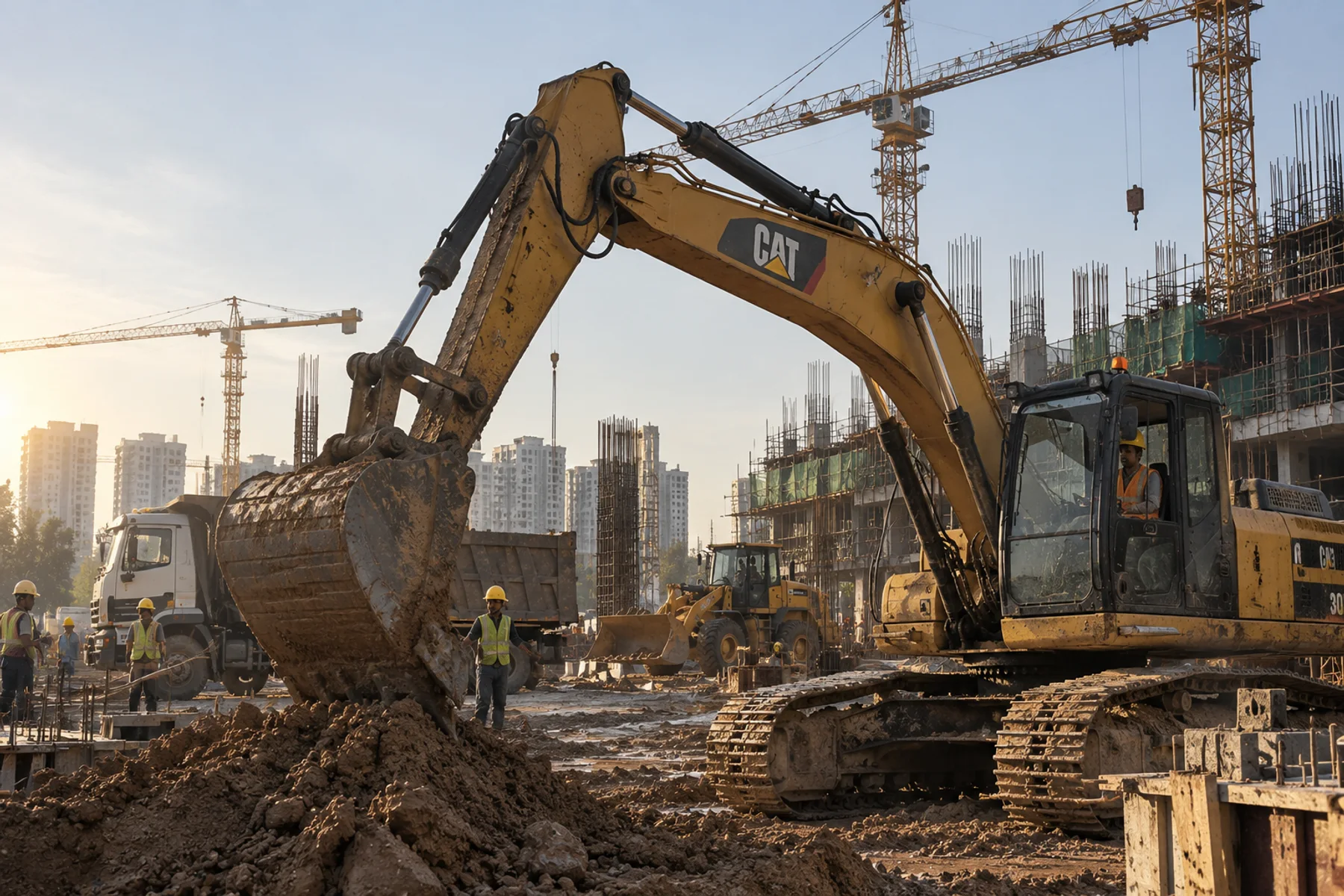 Excavator working on a construction site