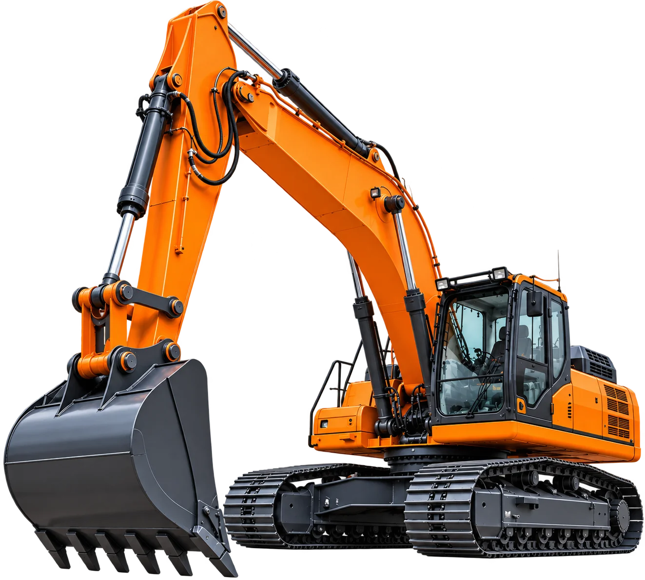 Orange tracked excavator